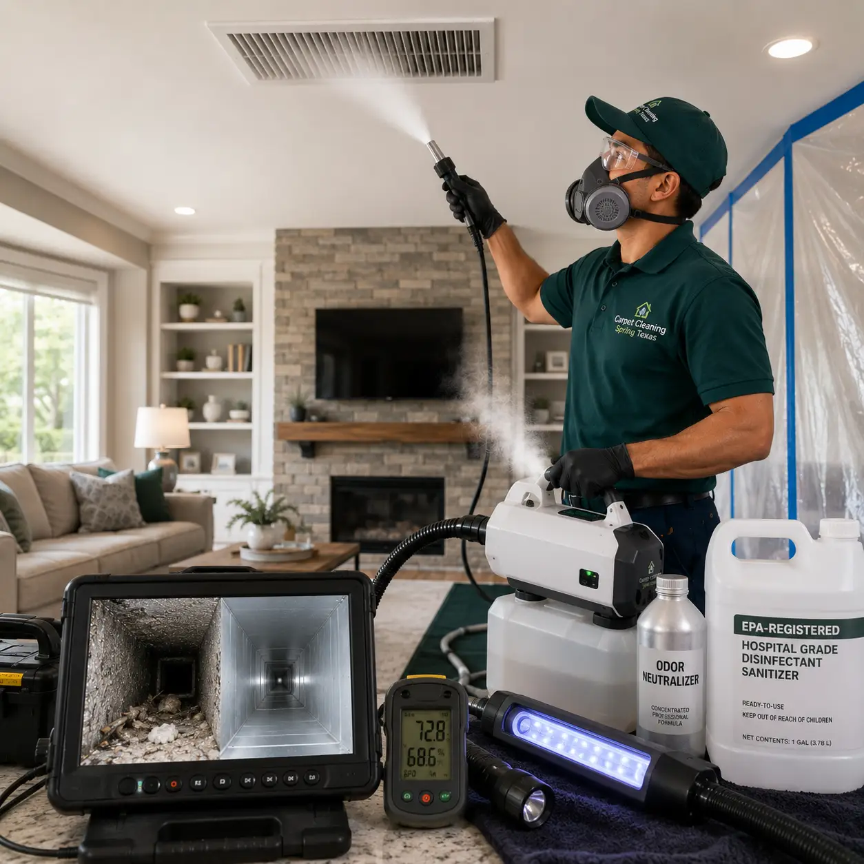 Deep sanitizing air vent cleaning service in Spring Texas