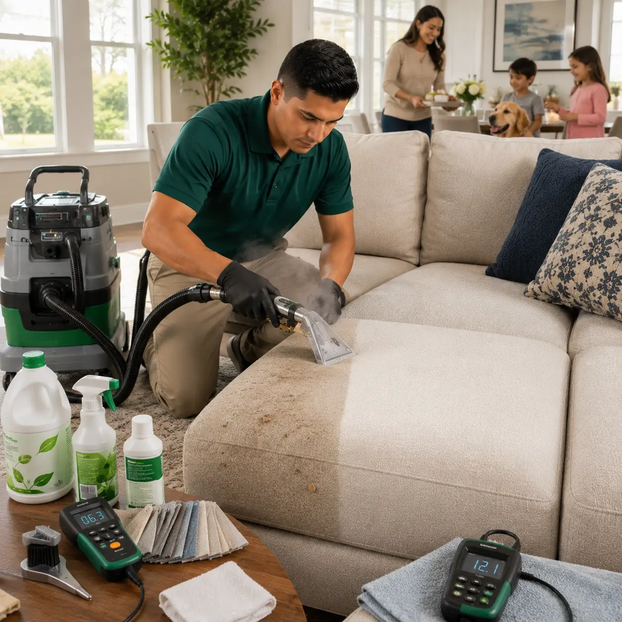 Fabric sofa and couch deep cleaning in Spring Texas