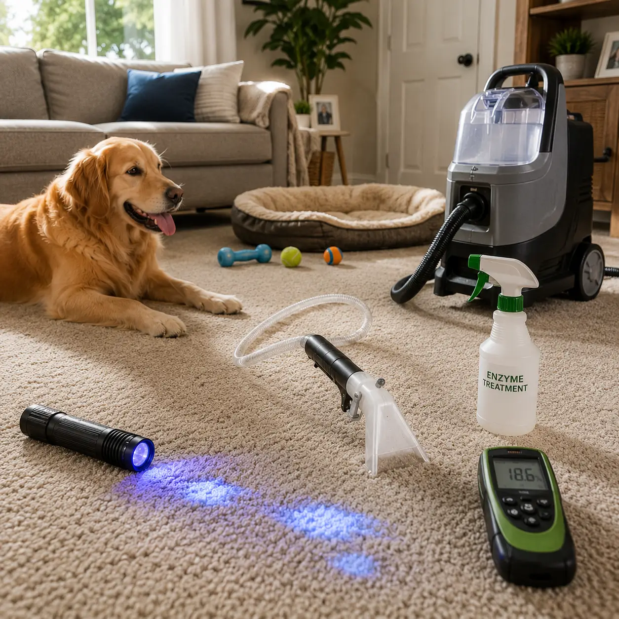 Pet urine and feces stain elimination for carpet in Spring Texas