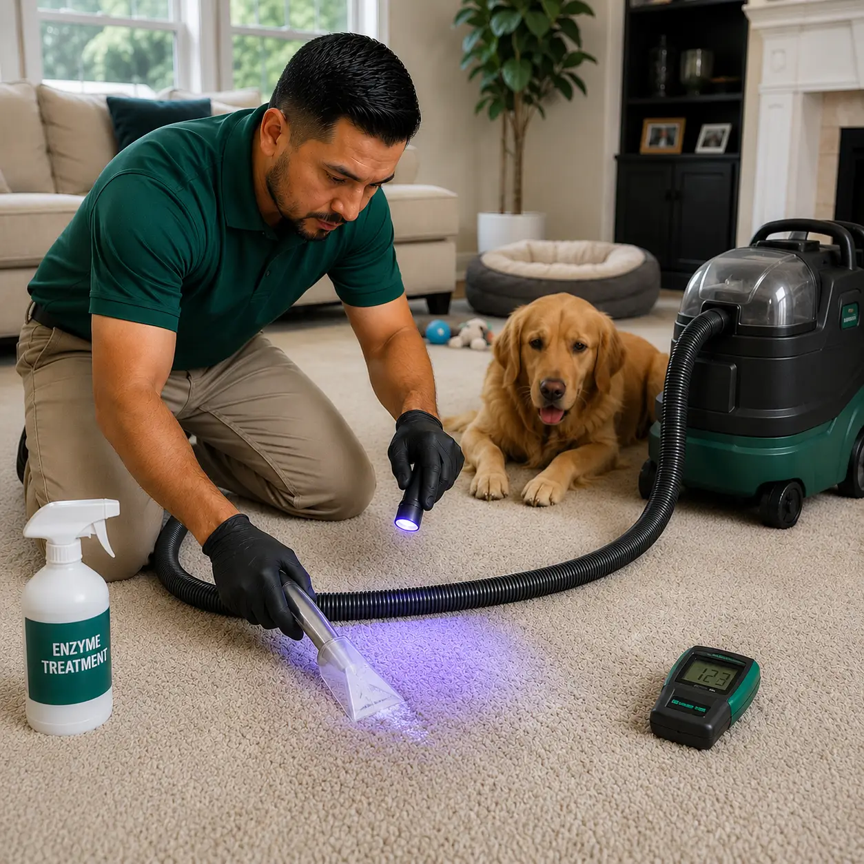Fresh carpet after pet stain removal in Spring Texas