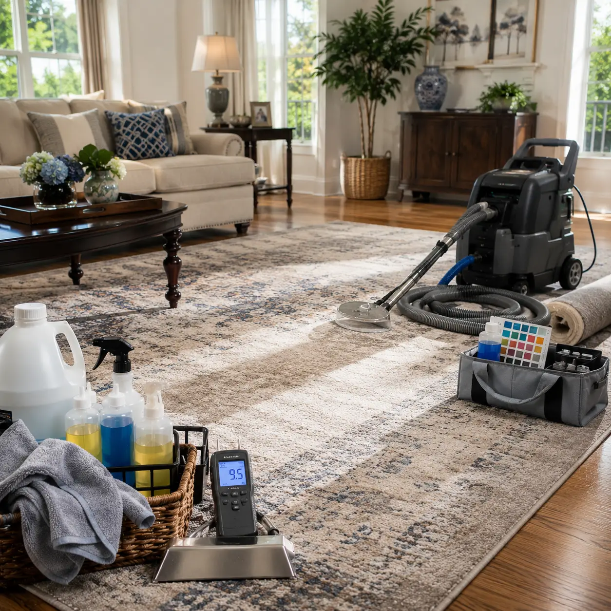 Clean synthetic area rug after professional service