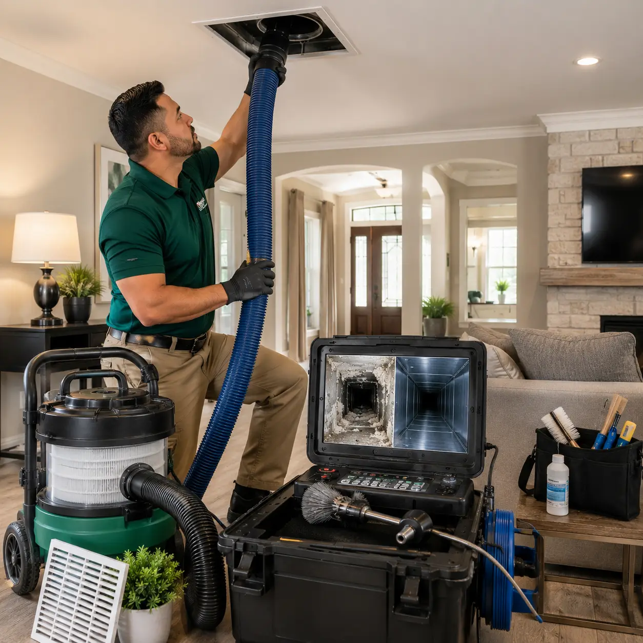 Residential air duct sanitization in Spring Texas