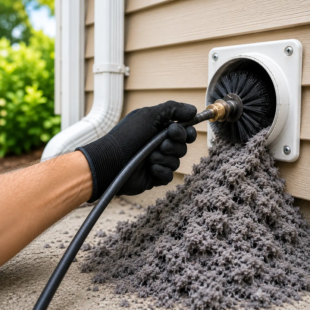 Standard residential dryer vent lint removal in Spring Texas