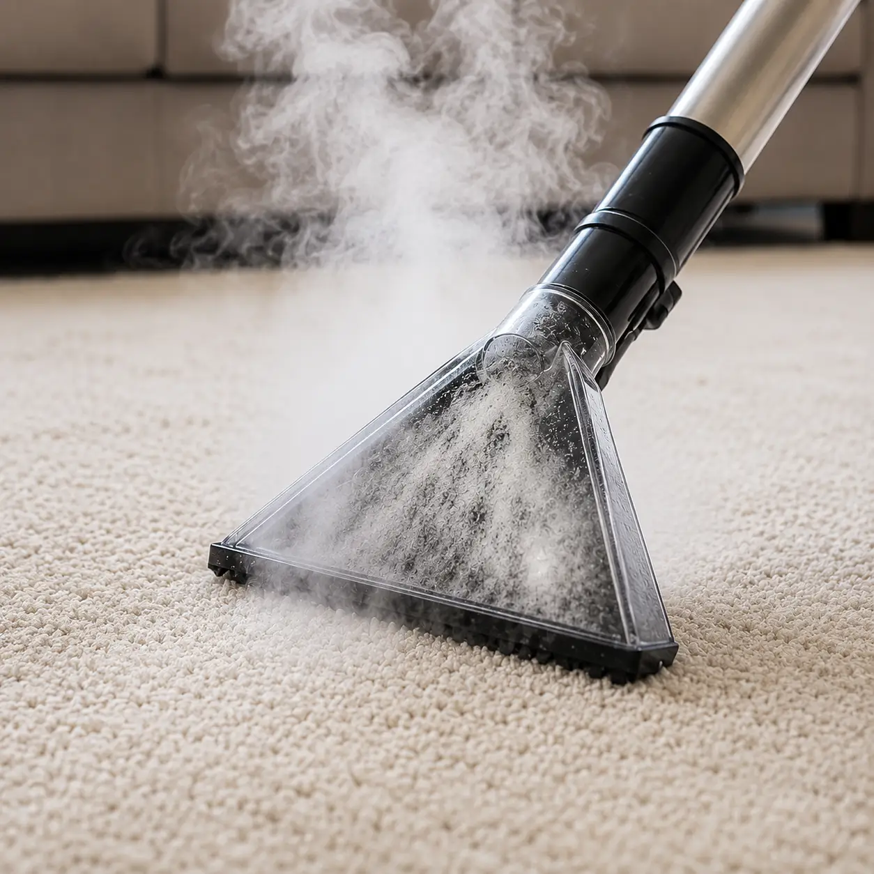 Deep steam carpet cleaning process